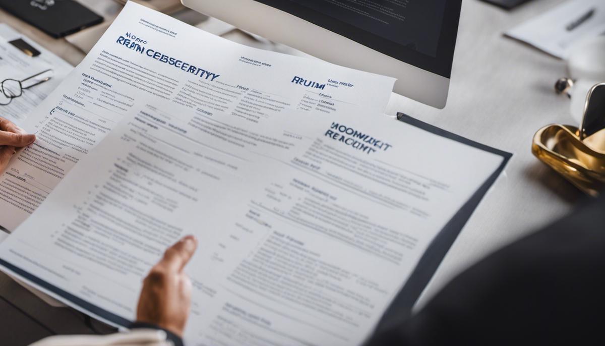 Image of a person holding a resume, symbolizing the importance of a powerful resume for cybersecurity jobs.