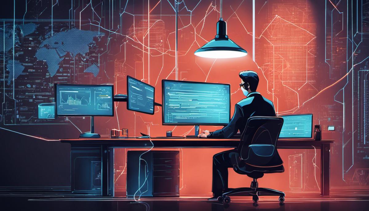 Illustration of a person working on cybersecurity